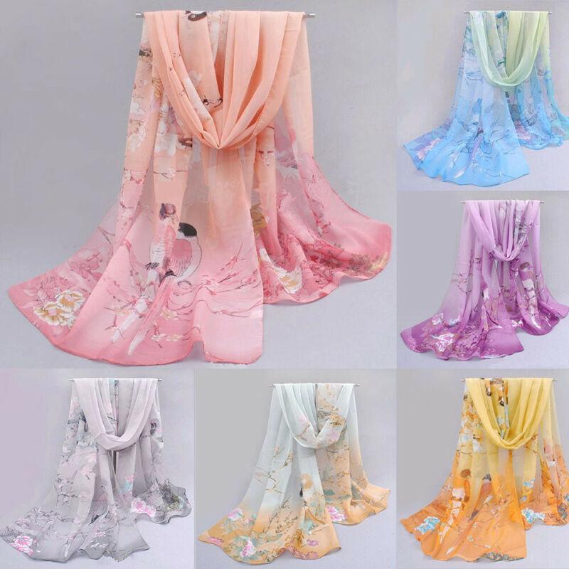 

1PCS Summer Women Ladies Chiffon Printed Silk Satin Wrap Shawl Head Neck Scarf Stole 160cm*50cm