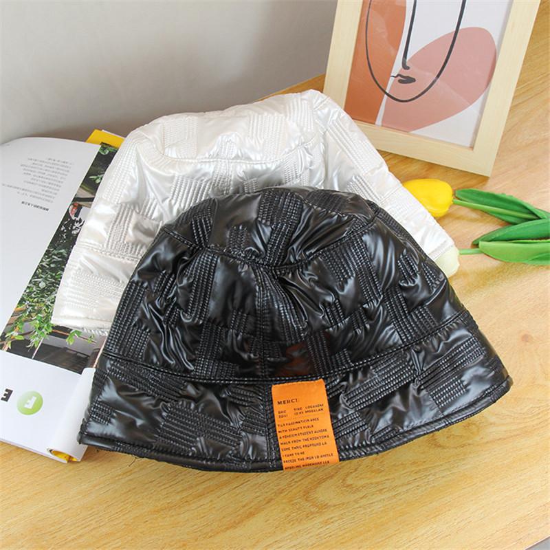 

Autumn Winter New Leather Basin Hat Fashion Retro Simple Hat Korean Version Bowler Bucket Women's Day Fisherman Trendy, Blue;gray