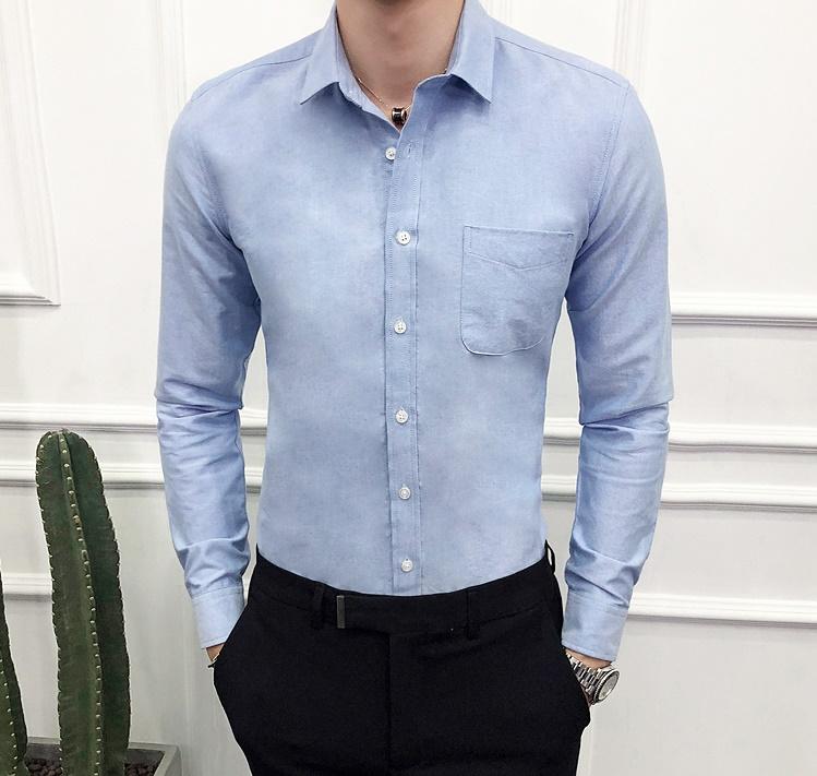 

Men Wedding Shirt Long Sleeve Men Dress Shirts Man Business Party Solid Casual Shirt Work Wear Slim Male m-5xl, Black