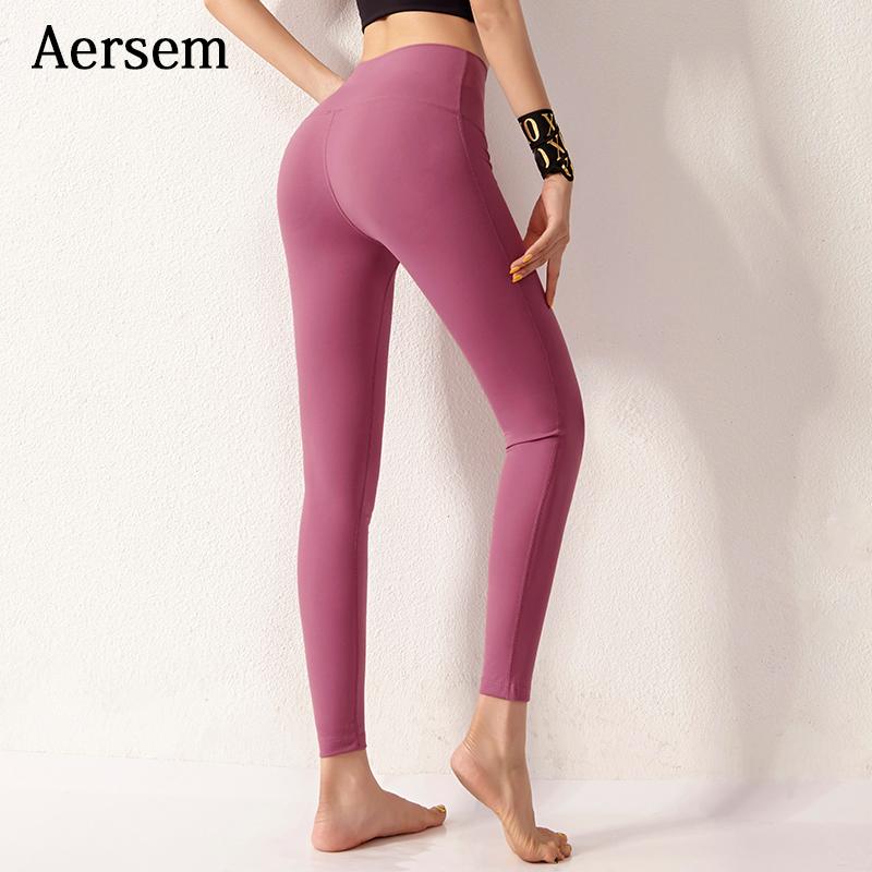 

Aersem Fitness Pants Women' High Waist Yoga Leggings Tights Running Wear Not T line Quick Dry Hips Lifting Nude Sports Trousers, Blue