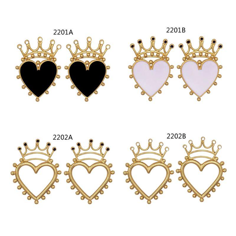 

Chic Enamel Crown Heart Stud Earrings Heart Ear Studs Women Fashion Jewelry Gift
