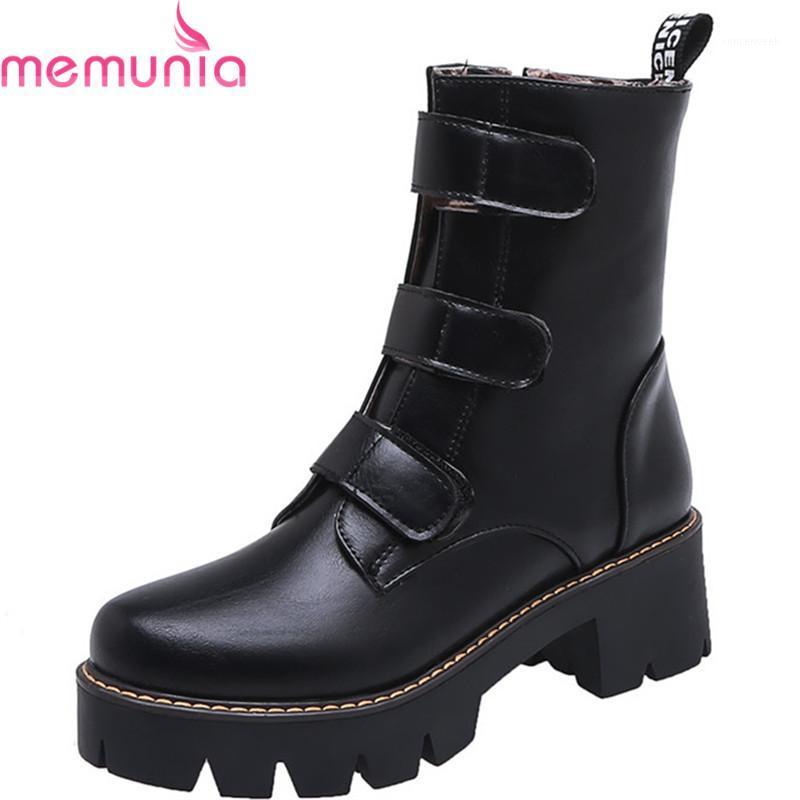 

MEMUNIA 2020 new arrival women ankle boots square heels platform booties fashion cool punk casual shoes ladies big size 431, Black