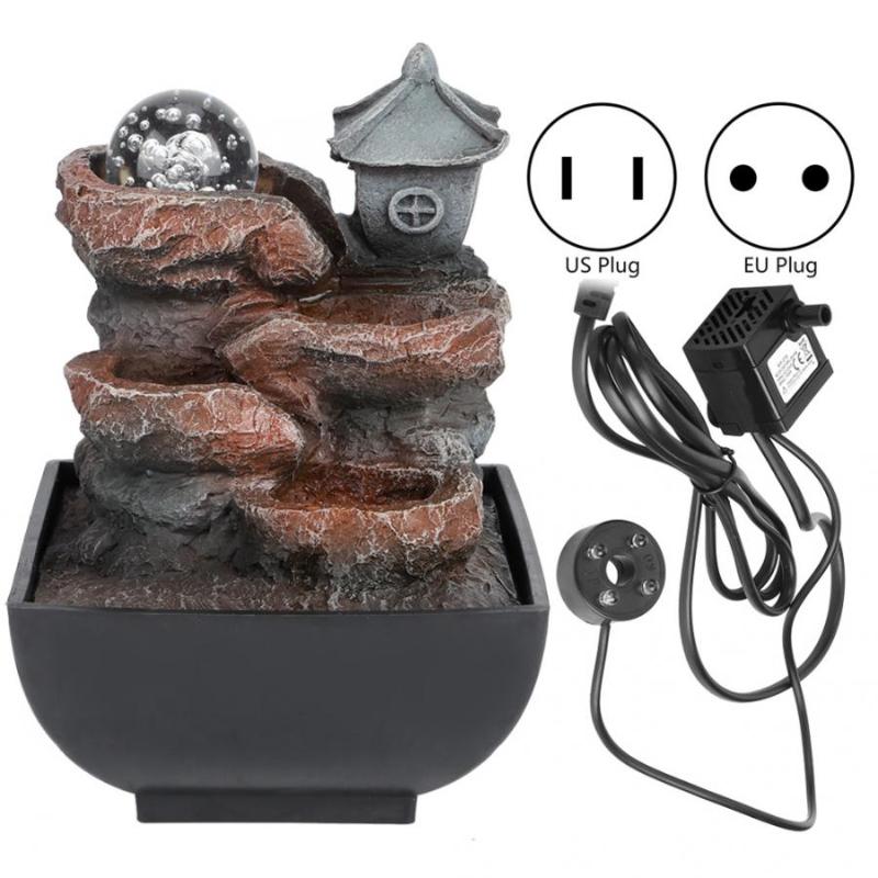 

Household Desktop Fountain Flowing Water Decoration Courtyard Ornament with Light and Ball Water Craft Running Decoration