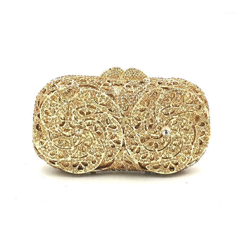 

Elegant diamonds bag evening party rhinestone hollow out clutches women crystal purses bridal wedding party designer clutches1, Color 1 gold
