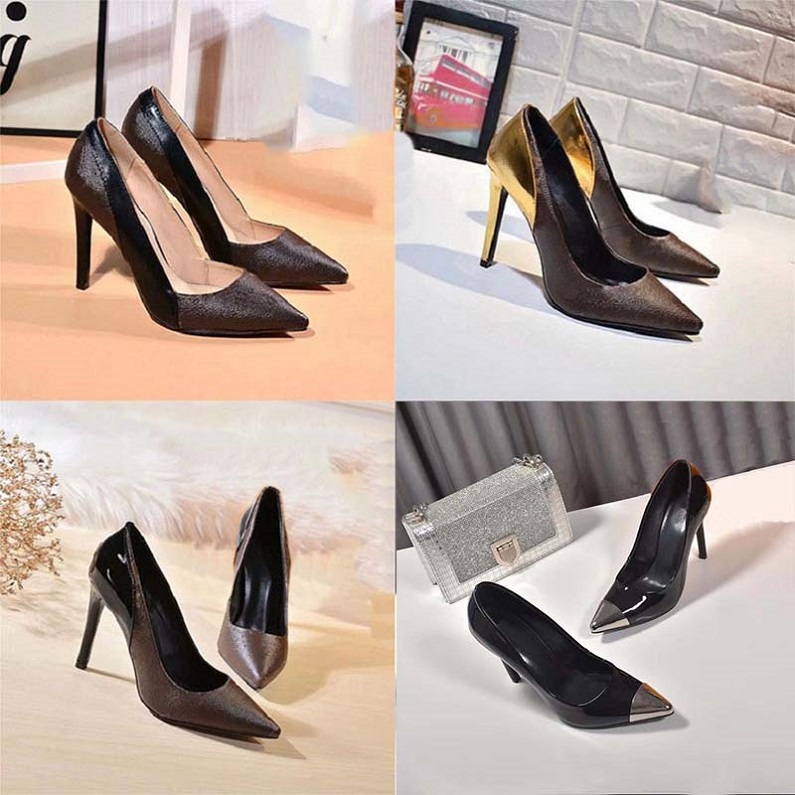 

Classics Women Sandals fashion shoes Beach Thick bottom slippers Alphabet lady Leather High heel slides sh02 01, Box