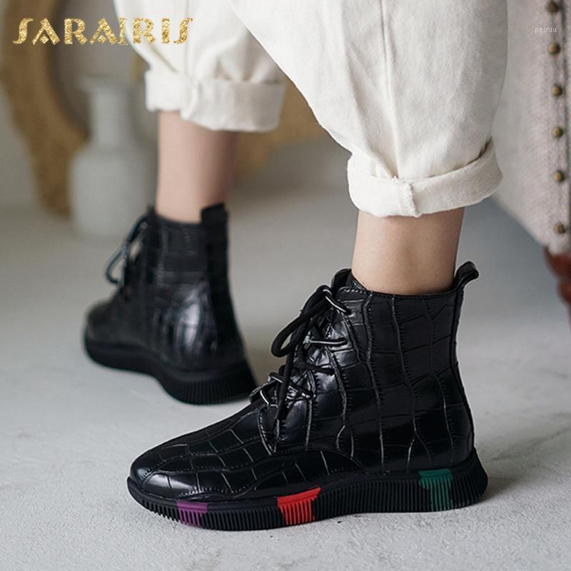 

Lapolaka 2020 New Fashion Comfy Wedges Shoes Ladies Boots Female Lace-Up Low Heels Spring Fashion Boots Woman Shoes1, Black