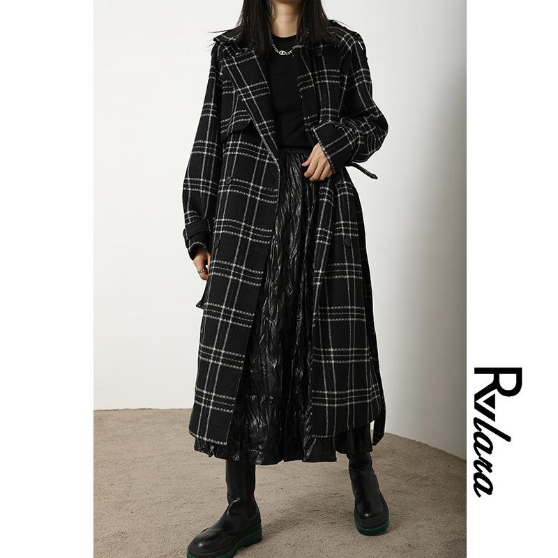 

RVLARA cloth grid coat female leisure wool coat Thickening grid of new fund of 2020 autumn winters is 87018, See chart