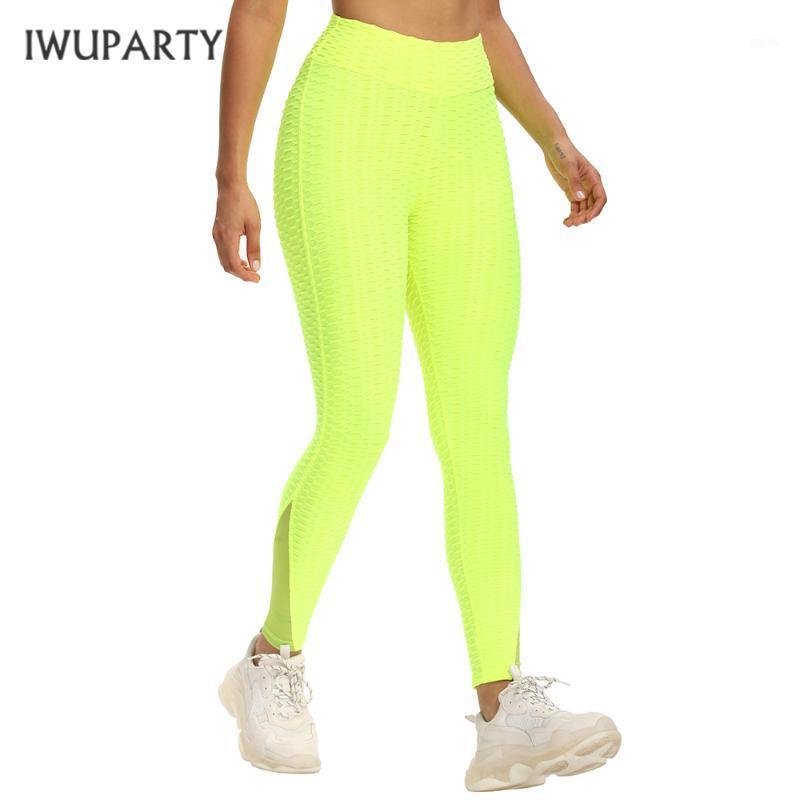 

IWUPARTY Yellow Jacquard Bubble Yoga Leggings Women Mesh Sport Fitness High Waist Scrunch Legging Anti Cellulite Push UP Tights1, Red
