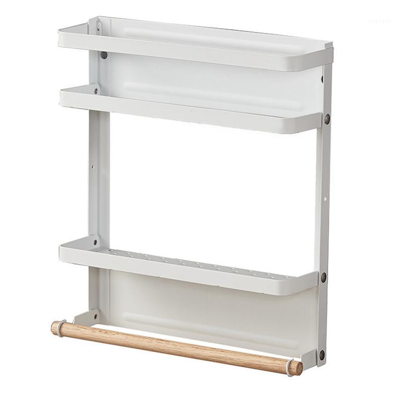 

Bathroom Shelves Spice Storage Organizer Rack For Kitchen Shelf Magnetic Refrigerator Wall Mounted White1
