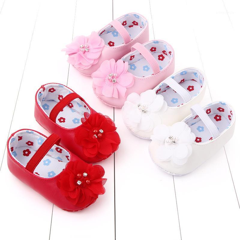 

Autumn -12M Baby's Shoes Girls Flower Non-Slip Soft Bottom Princess Shoes Pu Leather Elastic Band Baby Infant Toddler1, Pink