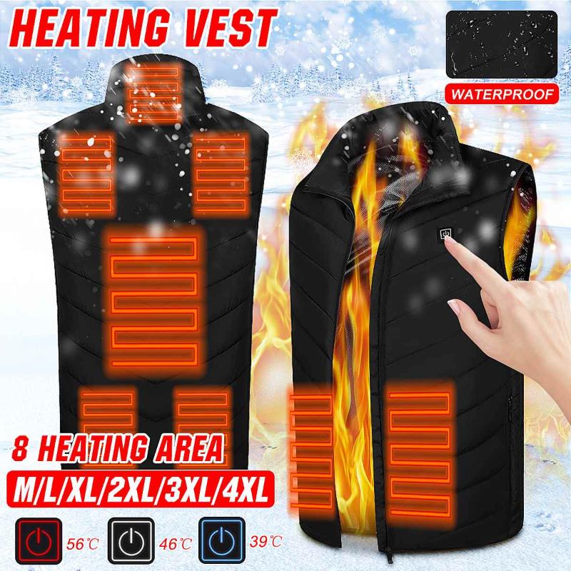 

8 Places Heated Vest Men Women Usb Heated Jacket Heating Vest Thermal Clothing Outdoor Electric Waterproof Hiking, 4pcs heated
