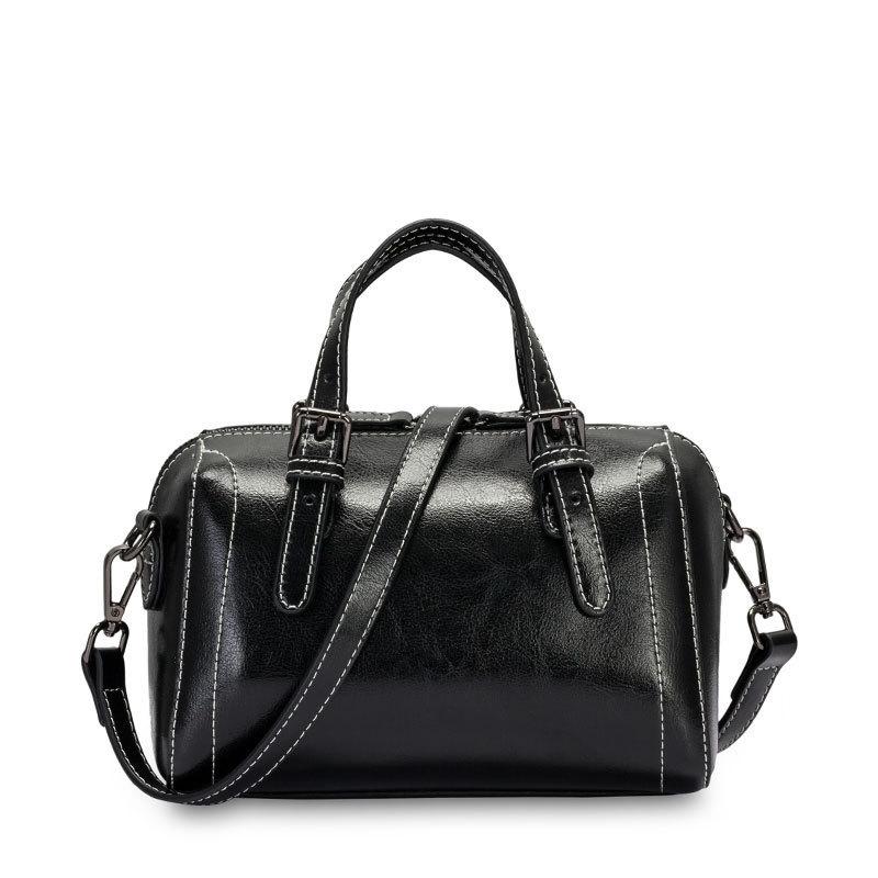 

Genuine Leather Handbags Women Vintage Woman Tote Handbag High Quality Retro Small Lady Shoulder Bags Crossbody, Black