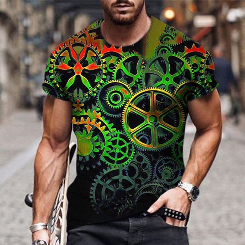 T-shirt Unisexe T-shirt 3D Imprimer graphique Imprimés Machine Équipe Neck Street Daily Impression À Manches courtes Tops Casual Designer Grand e