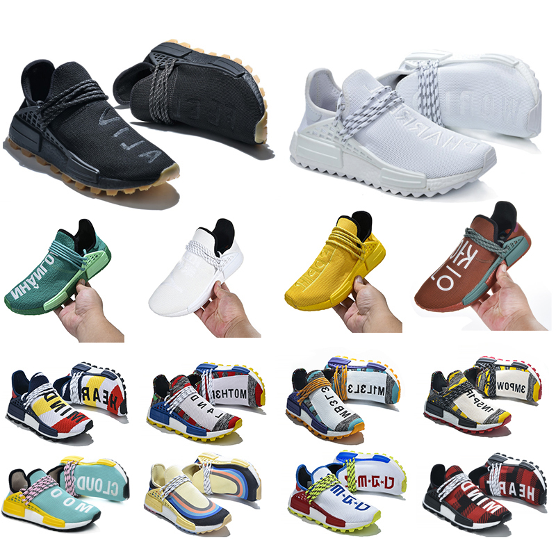 

2020 new NMD Human Race men women running shoes Pharrell Williams HU Runner White Black Yellow Mens Trainers Sports Sneakers Size36-47