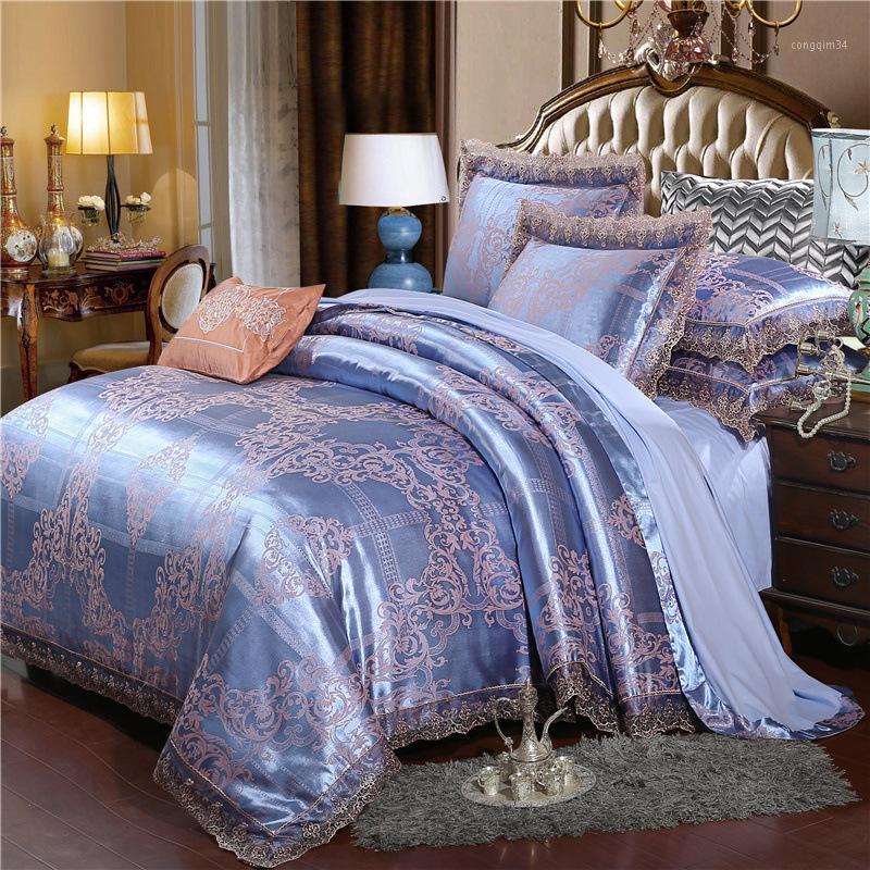 

European-Style Tencel Satin Four-Piece Jacquard Beddings Cotton Lace Bedding cover bed1, 27