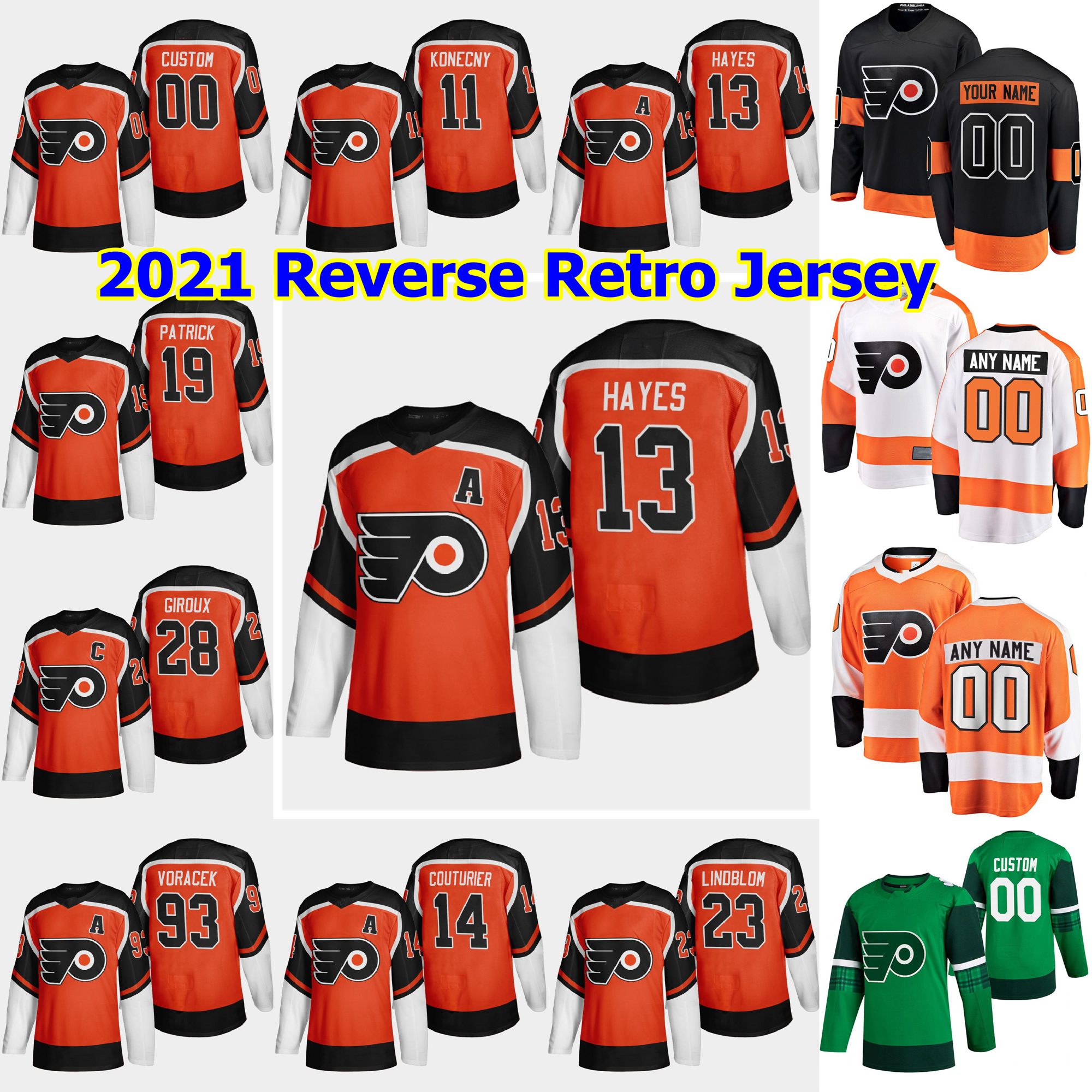 

Philadelphia Flyers 2021 Reverse Retro Hockey Jersey Travis Konecny Jersey Kevin Hayes Paul Coffey Joel Farabee Tyler Pitlick Custom Stitche, Black;red