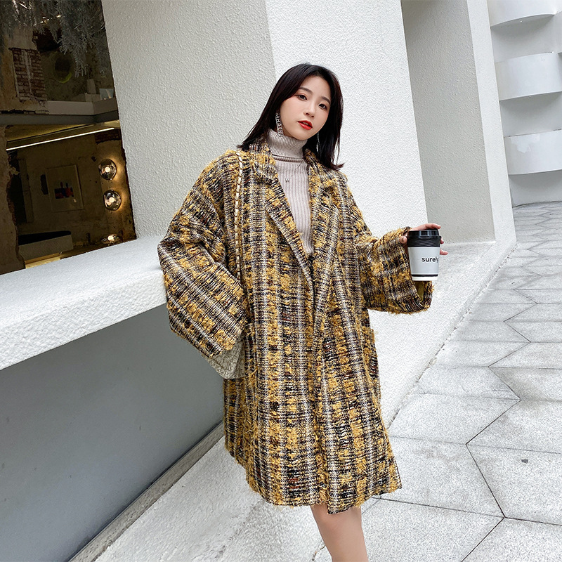 

2021 Autumn and Winter New Female Hair Coat Korean Version of Haute LDL2, Golden plus cotton.