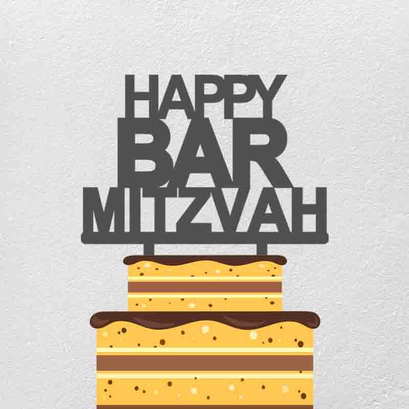 

Personalized Party Cake Topper Happy Bar Mitzvah Acrylic Cake Topper For Party Decoration
