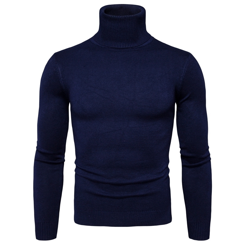 Mens Turtleneck Winter Warm Sweater Men pullover sweater Solid Knitted Mens Sweaters Casual Male Double Collar Slim Fit Pullover 201124