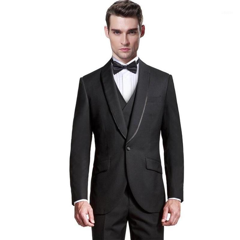 

Fashionable men suits men's suit Black wedding suits for men apple collar button to customize the groom wedding suit1