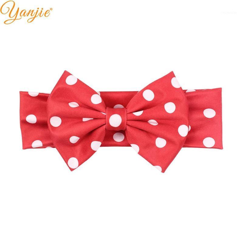 

5" Cotton Hair Bows Headband Polka Dot Bows Elastic Vintage Girls Hair Accessories For Kid Wholesale Hairband Party Decoration1, White