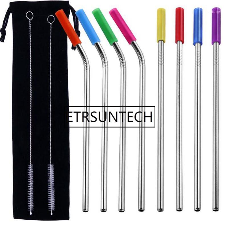 

8pcs Reusable Stainless Steel Drinking Straws Set with Silicone Tips Brush Bag Replacement Metal Straws for Home Party Barware1