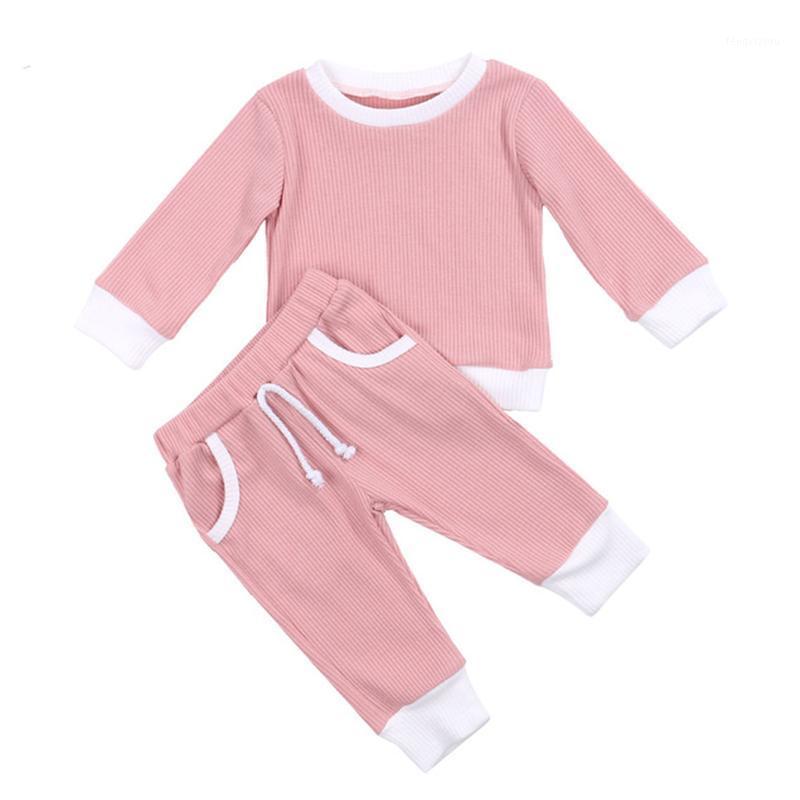 

2Pcs Fashion Baby Girls Boys Clothes Set Ribbed Cotton Casual Homewear Long Sleeve Tops+Pants Toddler Infant Outfit Sleepwear1, Sky blue
