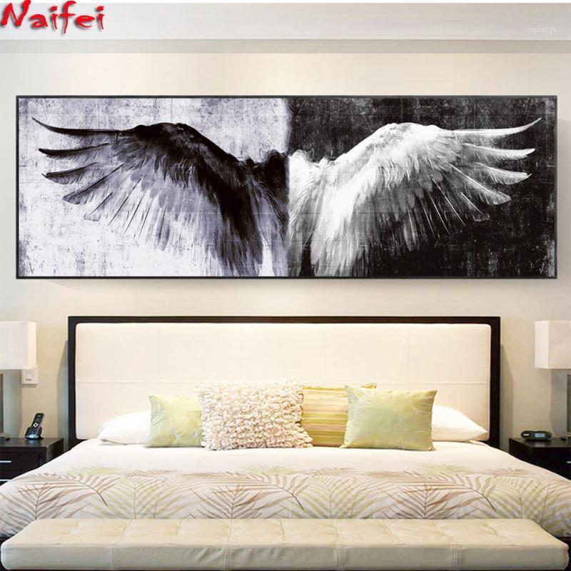 

Diamond Painting Black And White Retro Wings Home Decor Cross Stitch Vintage Angel Picture For Living Room Decoration