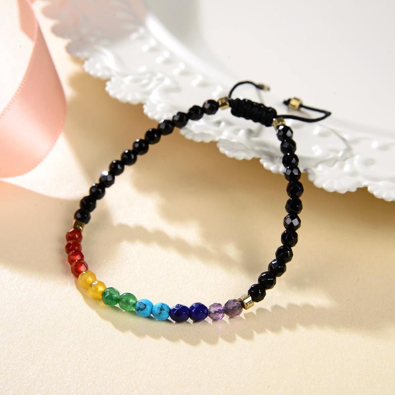 

Exquisite 4mm Beads Bracelet Natural Stone Agat Turquoises Amethysts 7 Chakra Energy Tassel Healing Prayer Yoga Bracelets B412