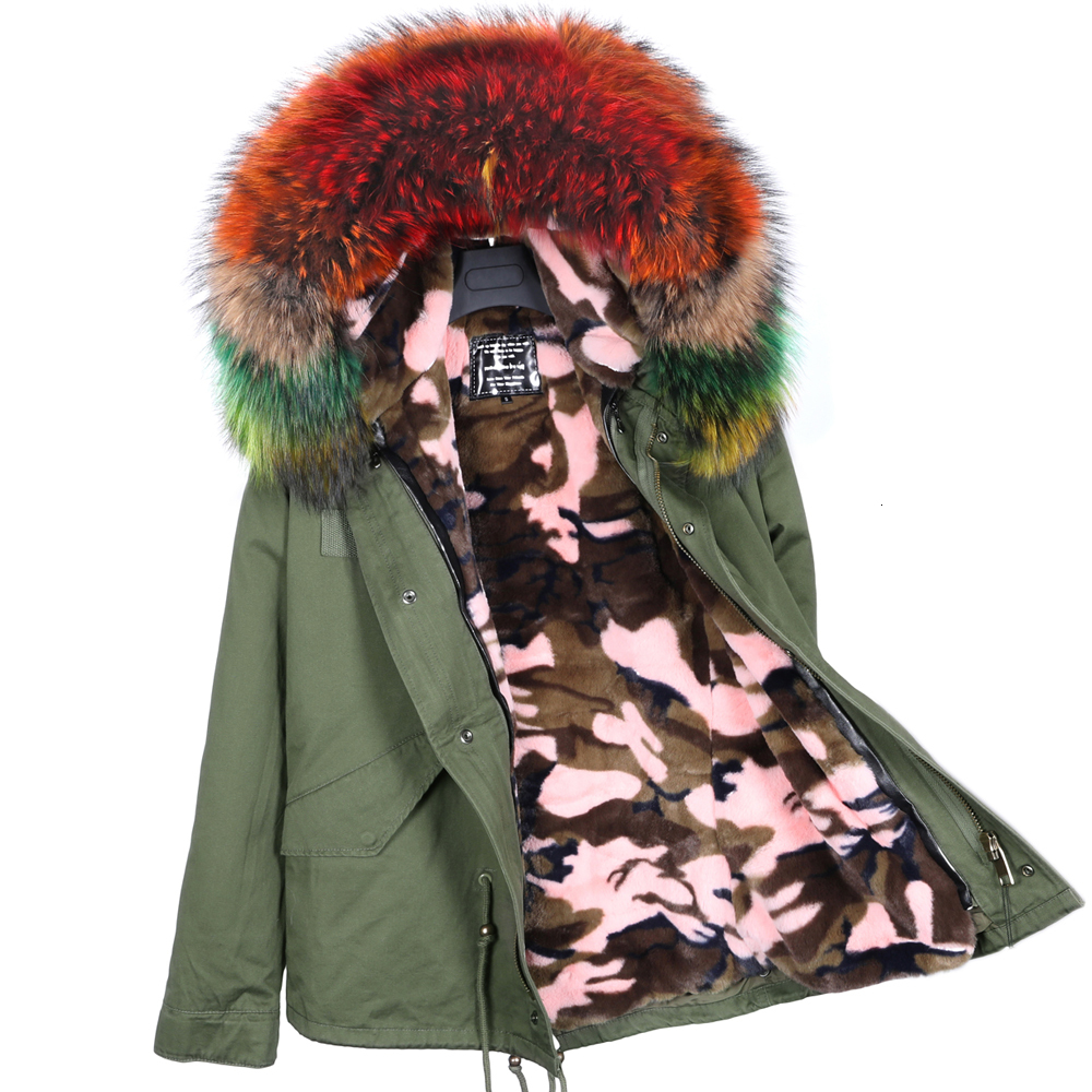 

2021 New Raccoon Skin Collar Women's Detachable Lining Coat Real Fur Hot Leather Jacket 4STC, 01