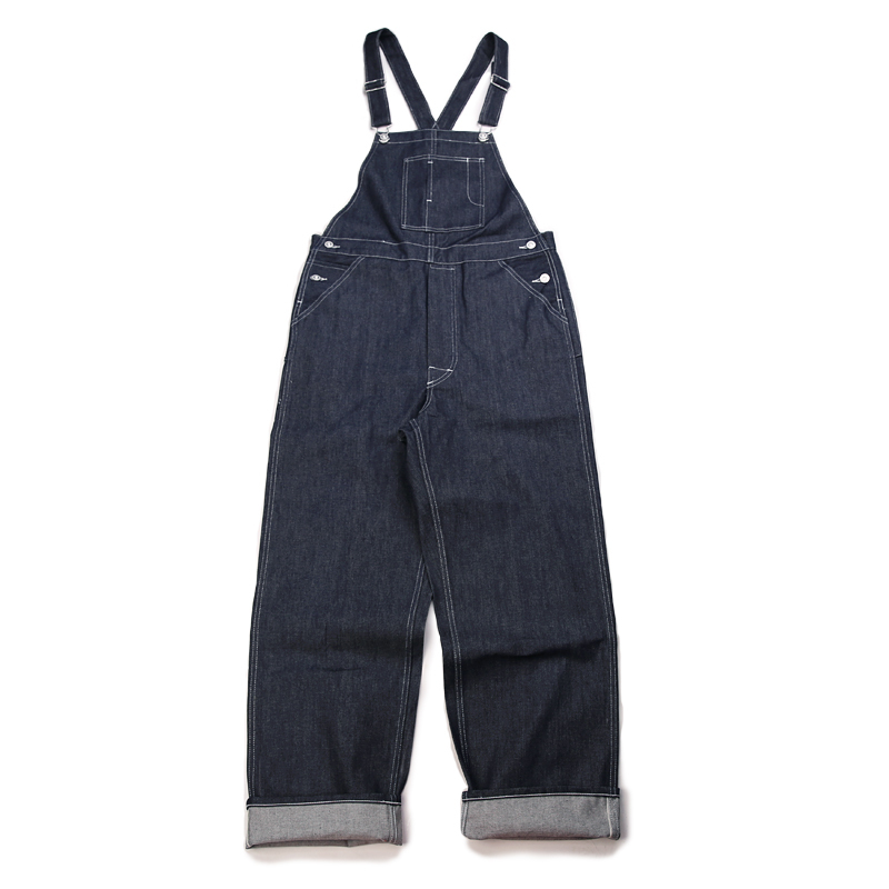 

Vintage savage denies bib overalls come back male workwear dungarees blue 9V8A, 11.5oz