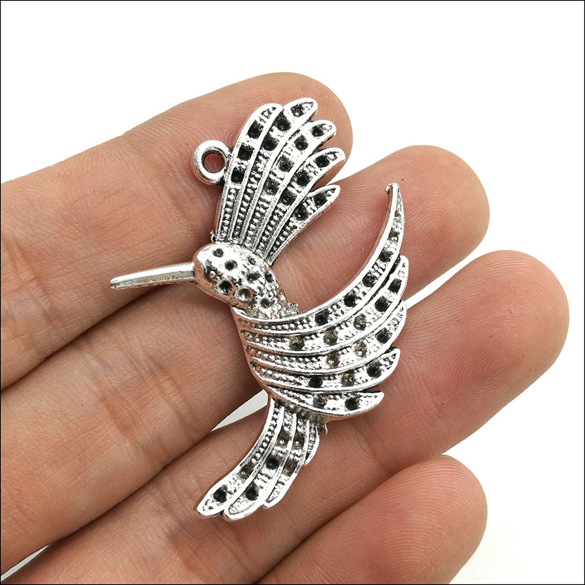 

Lot 30pcs Hummingbird Bird Antique Silver Charms Pendants DIY Jewelry Findings For Jewelry Making Bracelet Necklace Earrings 47x33mm