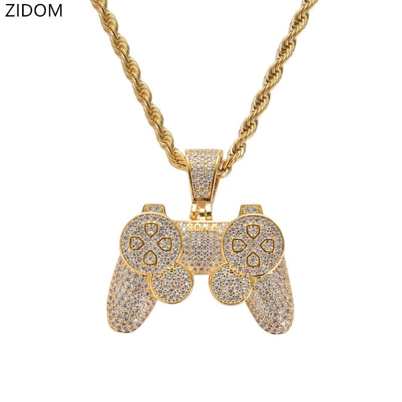 

Pendant Necklaces Men Hip Hop Iced Out Game Machine Cubic Zirconia High Quality Male Pendants Necklace Hiphop Jewelry Gifts