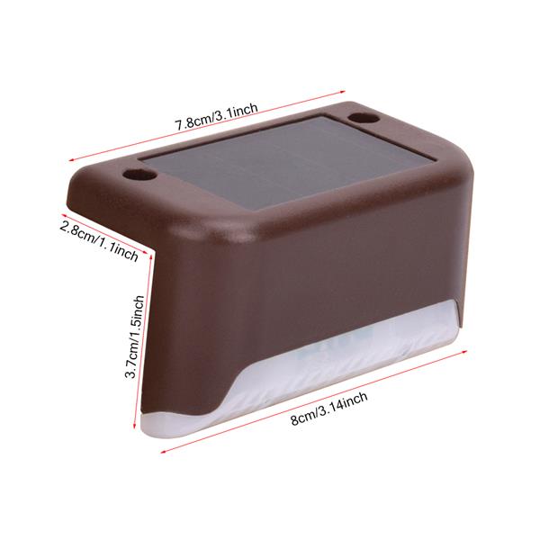 

Solar Step Light Battery Waterproof IP65 Smart Light Control Outdoor Fence Light 1.2V 0.2W Warm White Lamp Brown
