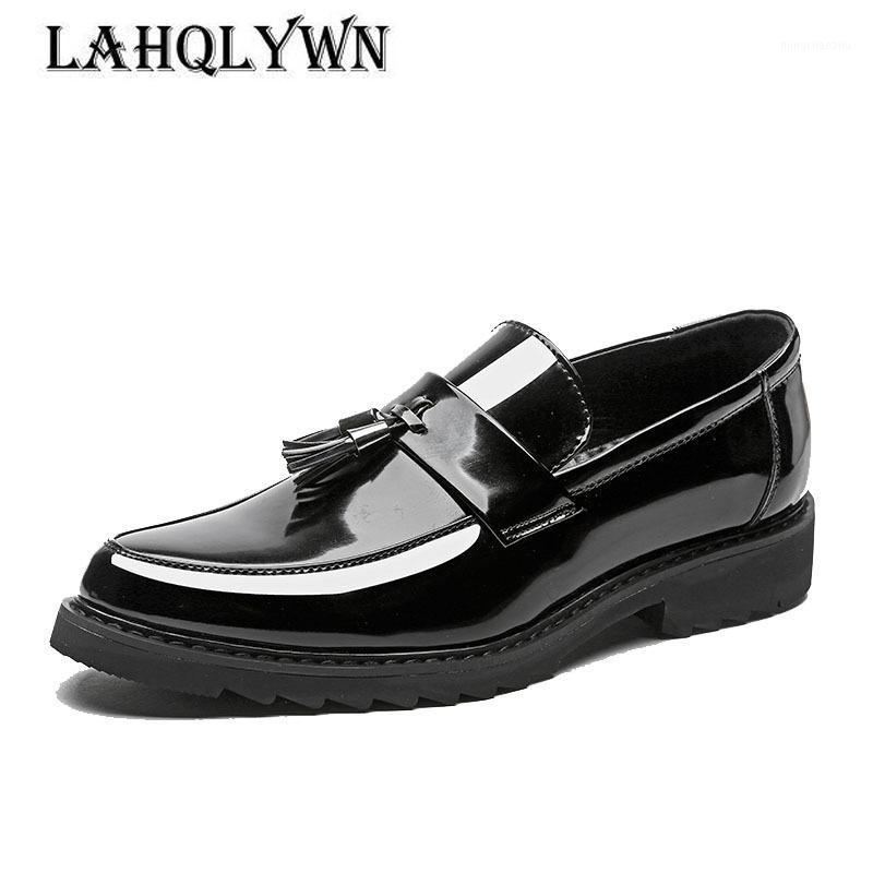 

Men Dress Leather Shoes Slip On Fashion Male Formal Oxford Shoes Flats Pointed Toe Casual For Men H1741, Black
