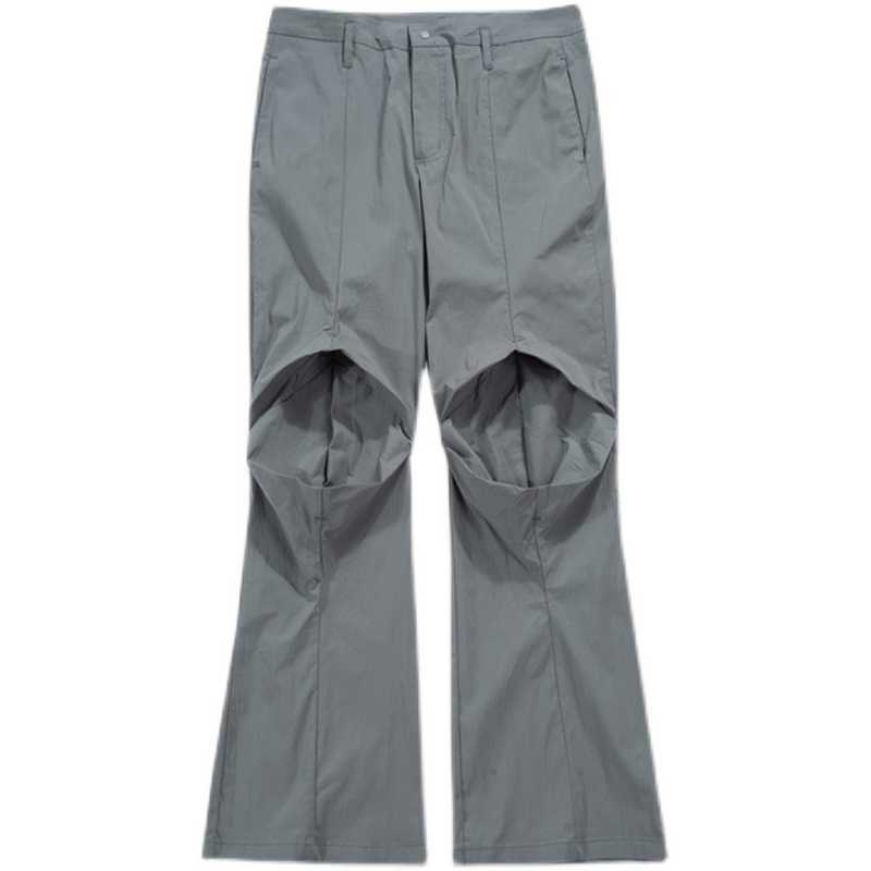 

Men's Pants American paf3 0 simple high street vibe classic pleated Structure Casual micro La overalls trend trousers, Classic gray