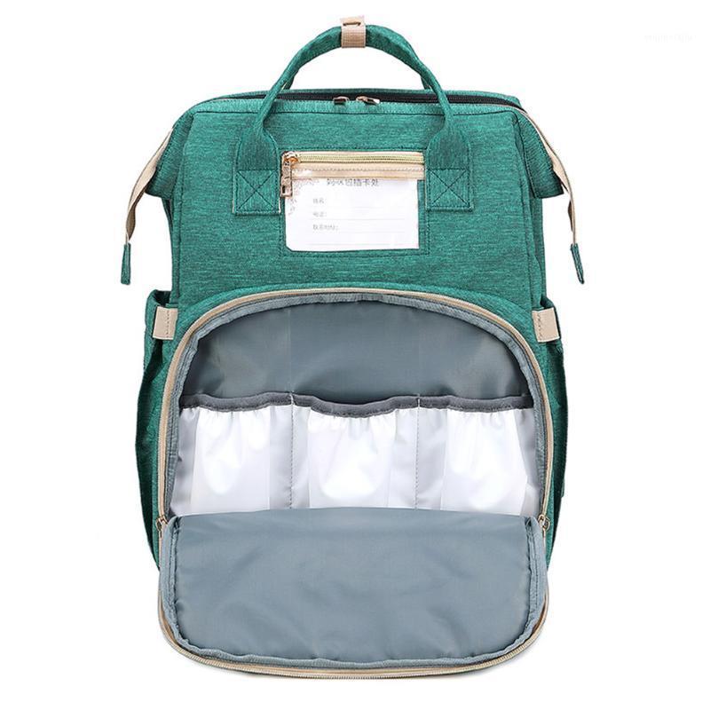 

With Stroller Hook Folding Crib Outdoor Travel Bottle Warmer Pockets Mom Backpack Large Capacity Oxford Cloth Nappy Changing1, Green