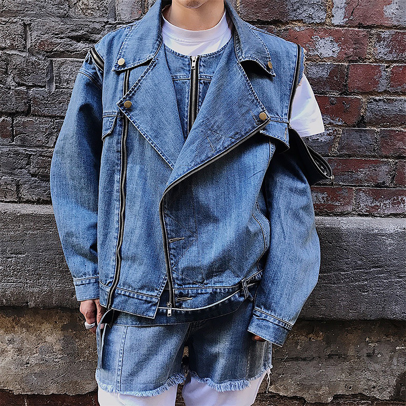 

2021 Denim Men New Spring Jacket Korean Style Personality Trend Beautiful Long Sleeve Zipper. 1FCH, Blue.