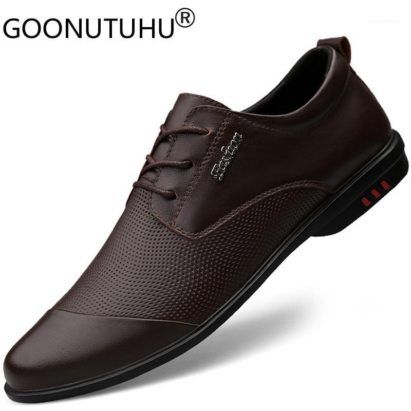 

2020 new men's dress shoes genuine leather stitching classics black & brown shoe man elegant wedding office formal shoes for men1