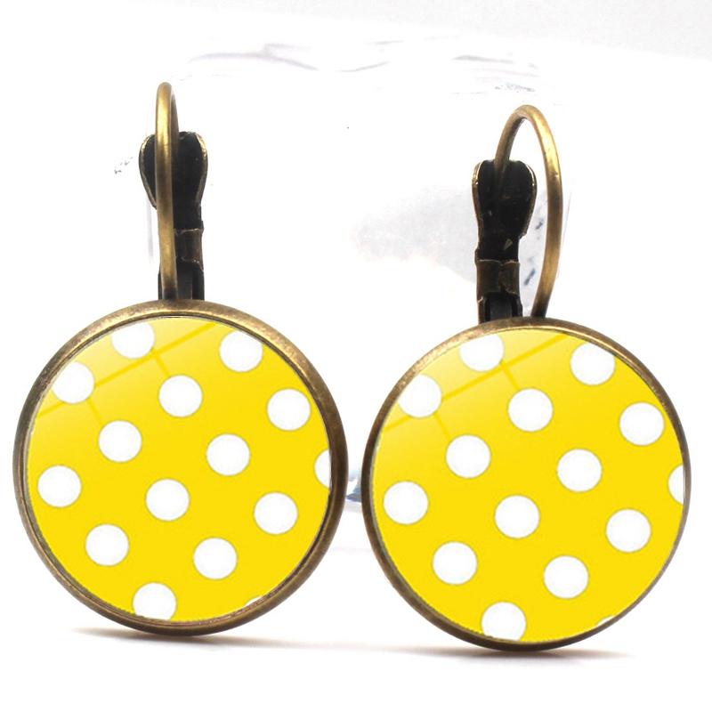 

2020 new 7 color wave point round glass woman fashion charm earring DIY cabochon jewelry wedding party gift jewelry souvenir