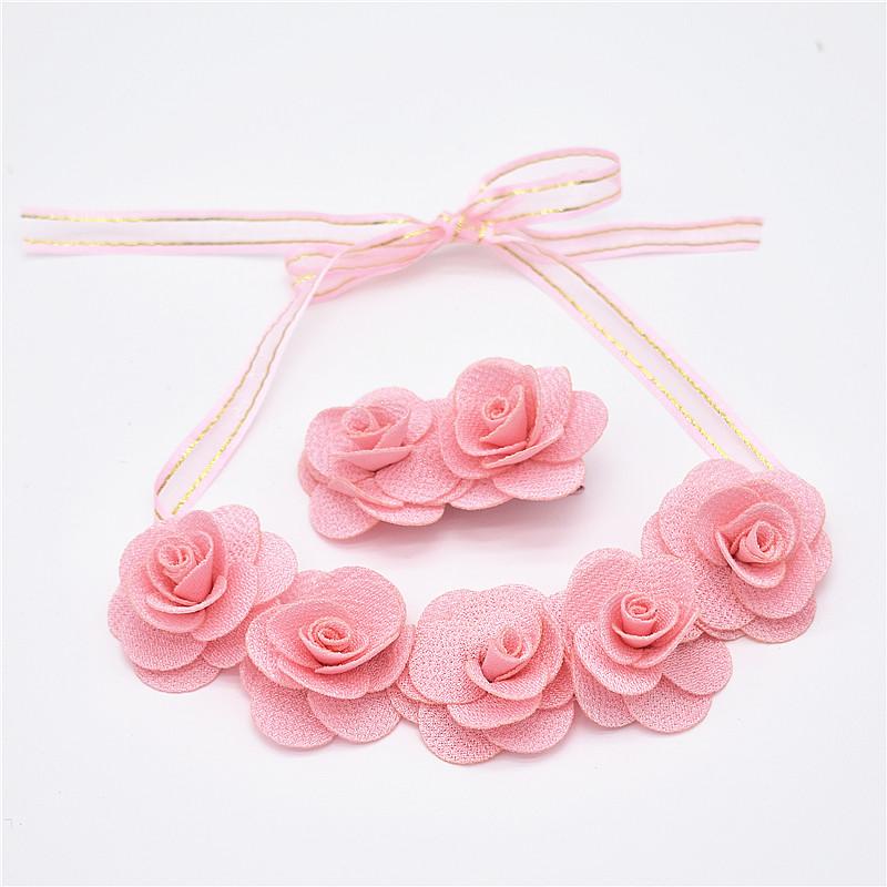 

1pcs Handmade holiday hair head flower accessories artificial flowers Girl Wedding head crown garland wrist strap, White