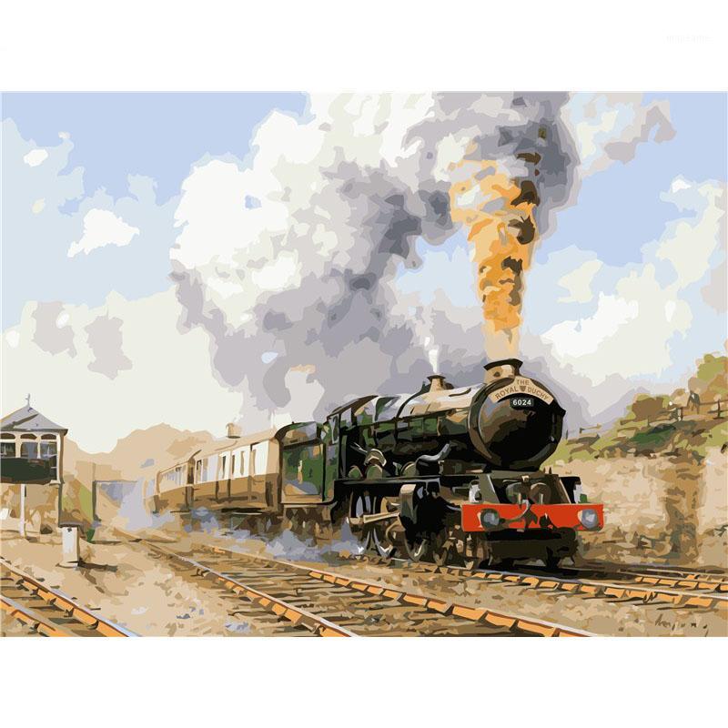 

Retro steam train Still life DIY Painting By Numbers Wall Art Picture Acrylic Painting For Home Decoration Drop Shipping 50x65cm1
