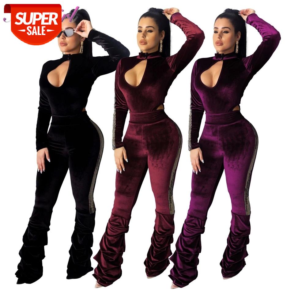 

Sexy Velvet Patchwork Halter Hollow Out Open Front Slim Jumpsuit Women Casual Striped Pleated Pants Outfit Night Party Rompers #1t5W, Black;white