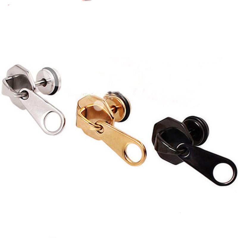 

Fashion kpop Personality Cool Zipper Stud Earrings for Men Women Vintage Punk Rock Style Earring Girl Unique Funny Party Jewelry