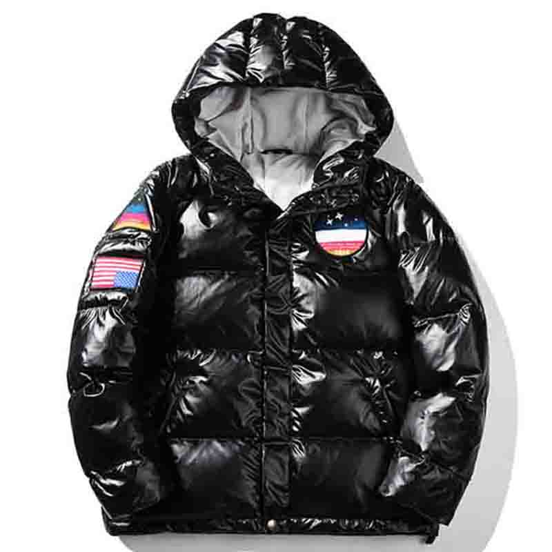 

Men Down Parka Mens Casual Sport Jacket Men Letter Pattern Thick Warm Parkas Winter Fashion New Loose Hooded Windbreaker Coat Size -3XL, Blue