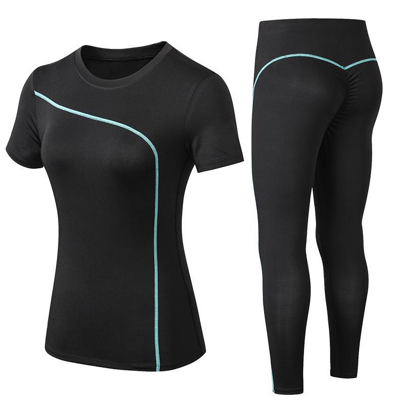 

Yoga Set Quick Dry 2 Piece Female Short-sleeved long Pants Outdoor Sportswear Fitness suit Plus Size Sport outfit for woman, Orange