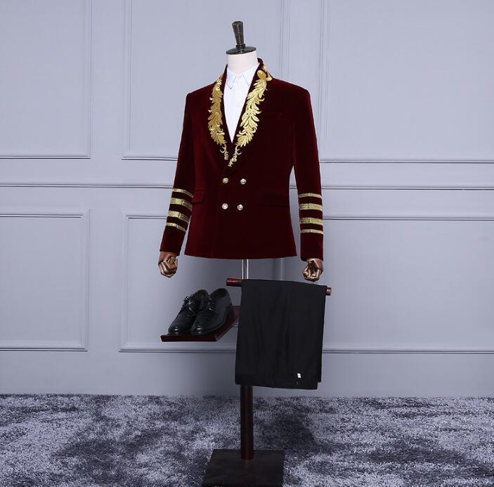 

Red embroidery blazer men formal dress latest coat pant designs suit men costume homme terno masculino suits for men' singer