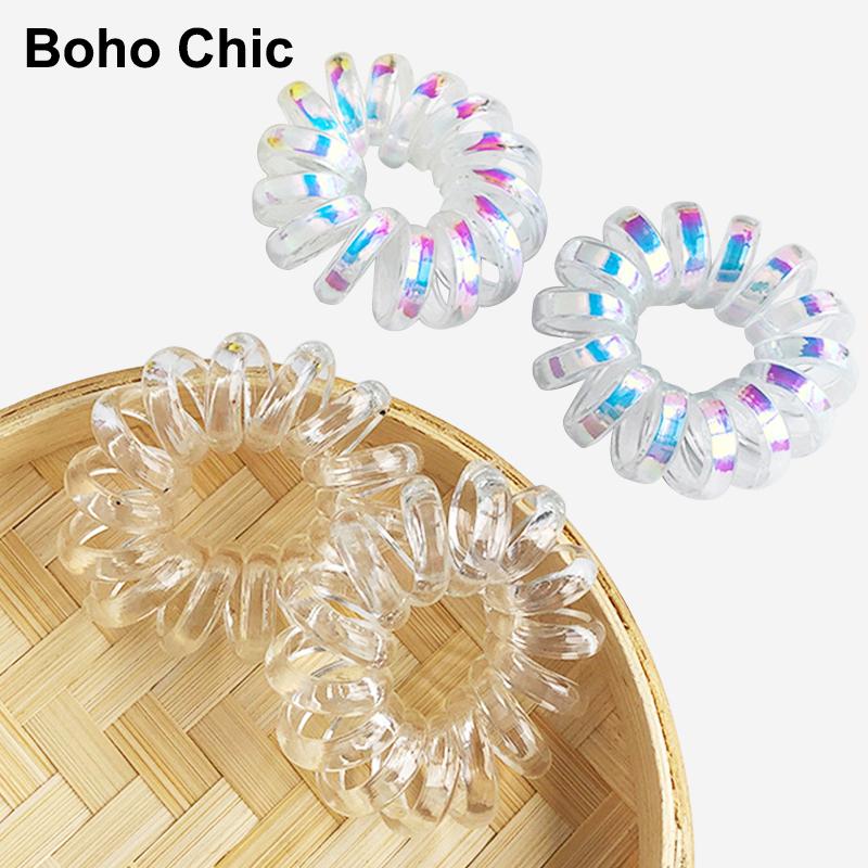 

Transparent Telephone Wire Hair Band Elastic Scrunchie For Girls Candy Color Hair Rope Accessories