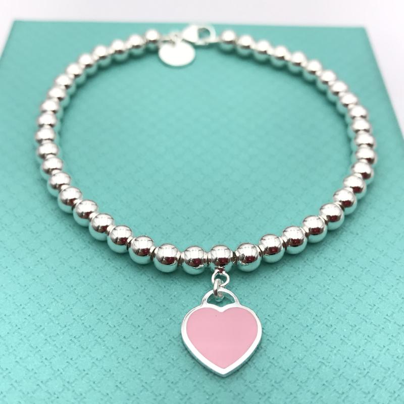 

Fashion Heart Shaped Pendant Bracelet Ti Jewelry Bead Chain S925 Pendant Charm Brand Design For Women Logo heart Fashion Jewelry