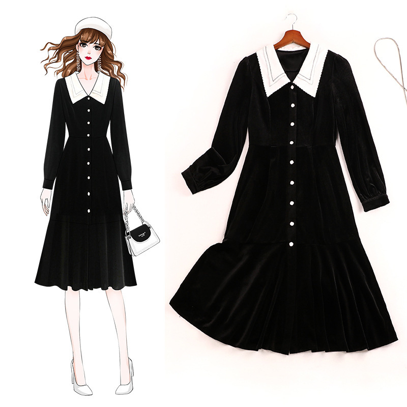 

Xl-5xl Black Long Single Lapel Breasted Loose Dress Plus Size 6l Thin Reduction Dresses Q0z2